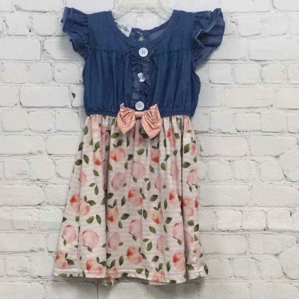 Wellie Kate Peach Jean Dress size 6/7T